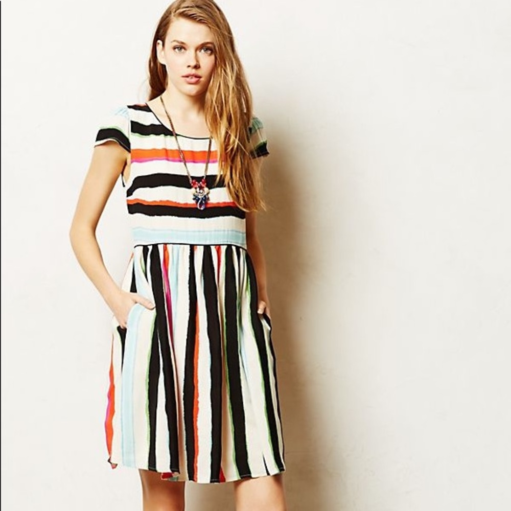 ANTHRO Maeve Peralta flared striped dress